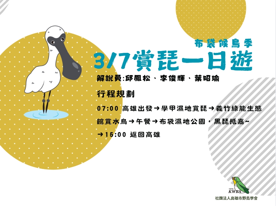 【布袋候鳥季】2026.3.07賞琵一日遊