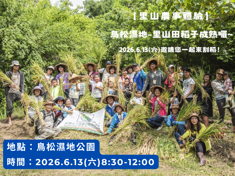 2026.6.13【鳥松濕地】里山農事體驗–濕地稻田遊，半日小農夫體驗