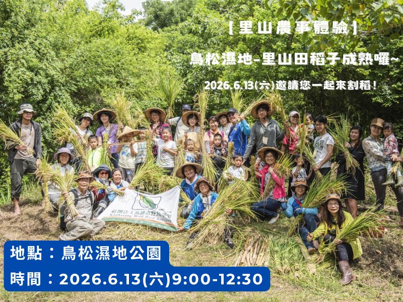 2026.6.13【鳥松濕地】里山農事體驗–濕地稻田遊，半日小農夫體驗